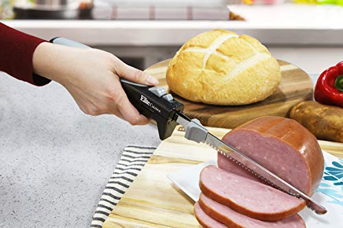 Elite Gourmet Serrated Electric Knife, Large, Black
