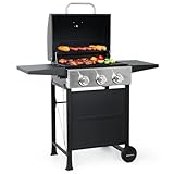 MASTER COOK 3 Burner BBQ Propane Gas Grill, Stainless...