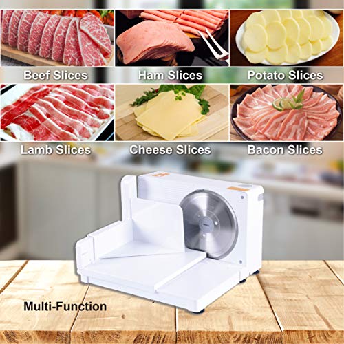 SuperHandy Meat Slicer Food Deli Bread Cheese 6.7-inch Professional Portable & Collapsible Electric AC 120V 60Hz 100 Watt with a Stainless Steel RSG Solingen Blade