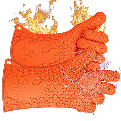 Jolly Green Products Ekogrips Premium BBQ Oven Gloves | Heat Resistant Grill Gloves | Insulated Silicone Oven Mitts for Grilling | Waterproof | Forearm Protection | (One Size Fits Most, Orange) Jolly Green Products Ekogrips Premium BBQ Oven Gloves | Heat Resistant Grill Gloves | Insulated Silicone Oven Mitts for Grilling | Waterproof | Forearm Protection | (One Size Fits Most, Orange)