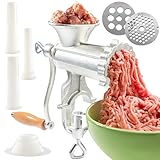 Meat Grinder w Tabletop Clamp & 2 Cutting Disks, Cast...